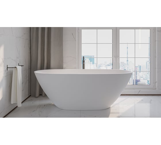 Ванна WHITECROSS Onyx D 160x75 (белый мат) искусственный камень 0207.160075.200