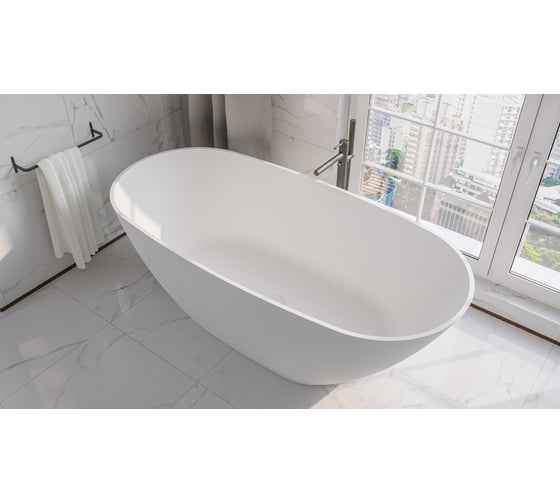Ванна WHITECROSS Onyx D 160x75 (белый мат) искусственный камень 0207.160075.200