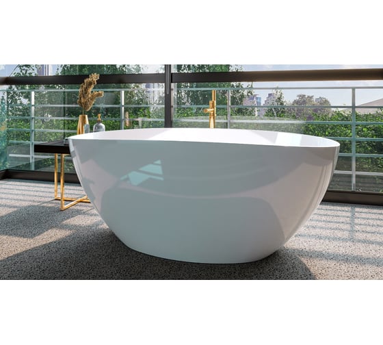 Ванна WHITECROSS Onyx A 160x75 (белый глянец) искусственный камень 0204.160075.100