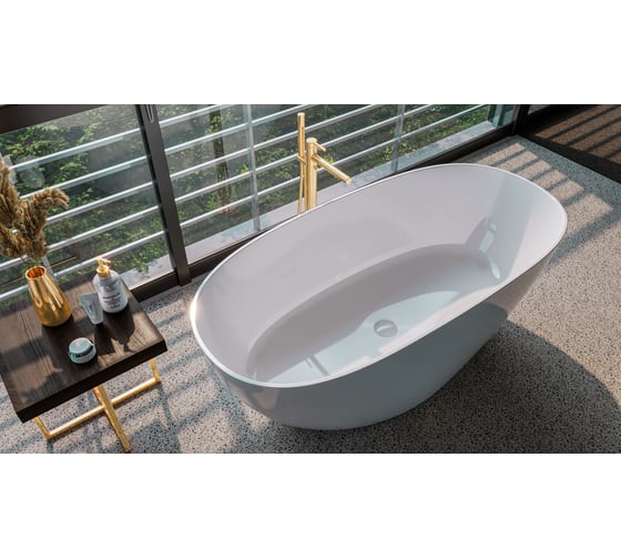 Ванна WHITECROSS Onyx A 160x75 (белый глянец) искусственный камень 0204.160075.100