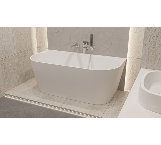 Ванна WHITECROSS Pearl B 155x78 (белый мат) искусственный камень 0215.155078.200