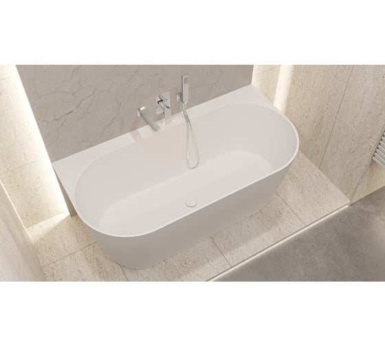 Ванна WHITECROSS Pearl B 155x78 (белый мат) искусственный камень 0215.155078.200