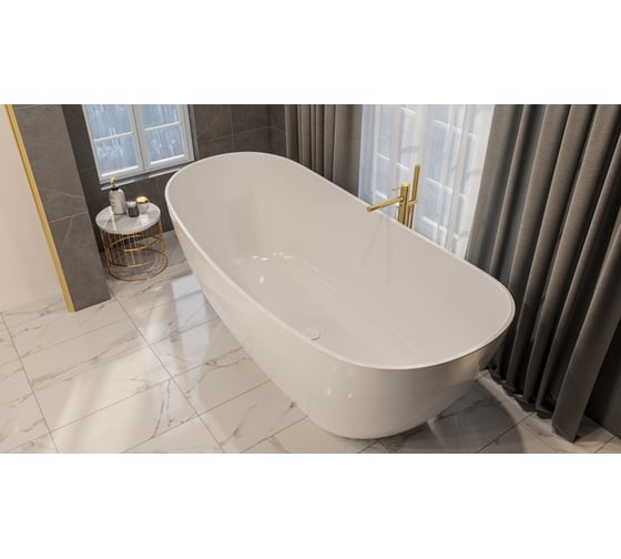 Ванна WHITECROSS Onyx C 160x75 (белый глянец) искусственный камень 0206.160075.100