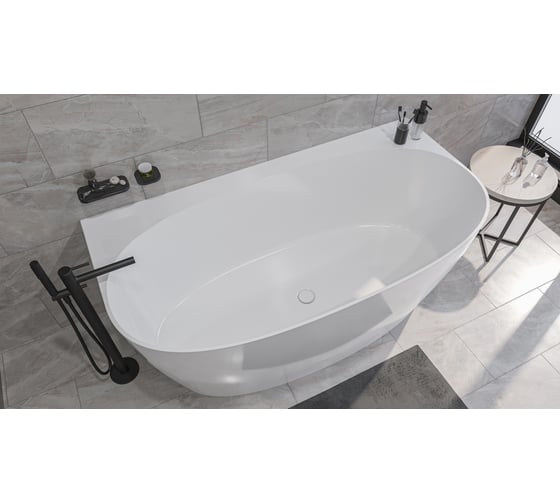 Ванна WHITECROSS Pearl A 155x80 (белый глянец) искусственный камень 0214.155080.100