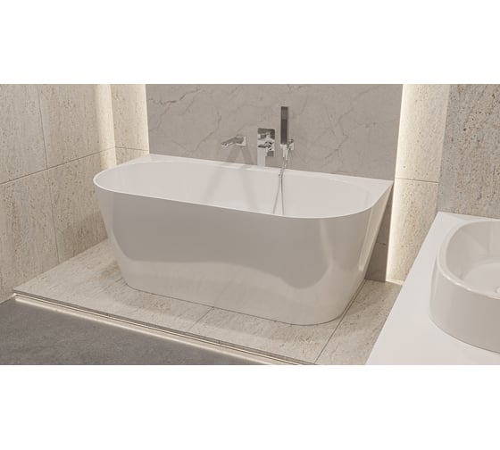 Ванна WHITECROSS Pearl B 155x78 (белый глянец) искусственный камень 0215.155078.100