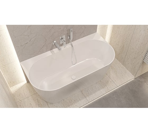 Ванна WHITECROSS Pearl B 155x78 (белый глянец) искусственный камень 0215.155078.100
