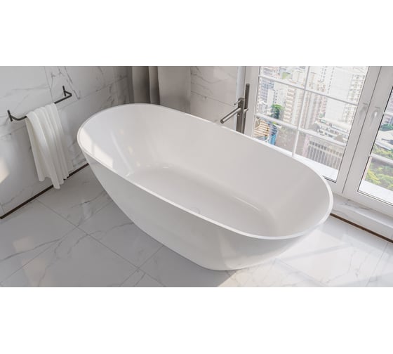 Ванна WHITECROSS Onyx D 160x75 (белый глянец) искусственный камень 0207.160075.100