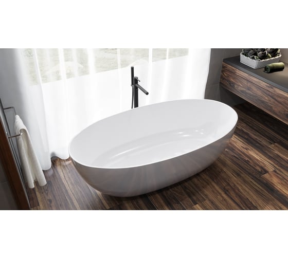 Ванна WHITECROSS Diamond 170x87 (белый глянец) искусственный камень 0201.170087.100
