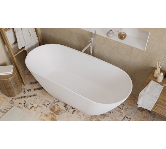 Ванна WHITECROSS Coral X 170x77 (белый мат) искусственный камень 0203.170077.200