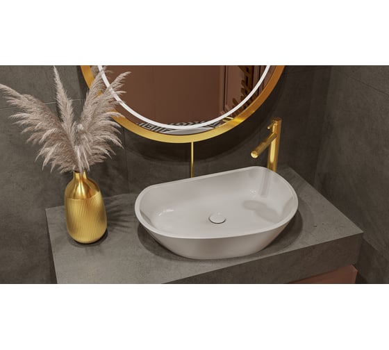 Умывальник WHITECROSS Ametrine 60x37 см, белый глянец, искусственный камень 0718.060037.100