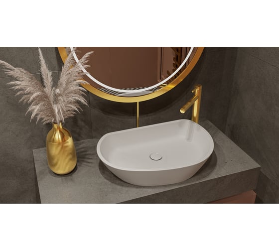 Умывальник WHITECROSS Ametrine 60x37 см, белый матовый, искусственный камень 0718.060037.200