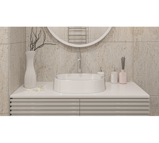 Умывальник WHITECROSS Obsidian A 50x35 см, белый глянец, искусственный камень 0733.050035.100