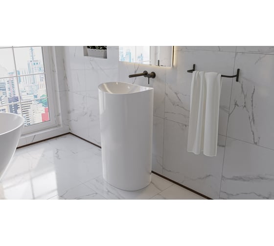 Умывальник WHITECROSS Stella 50x40 см, белый глянец, искусственный камень 0707.050040.100
