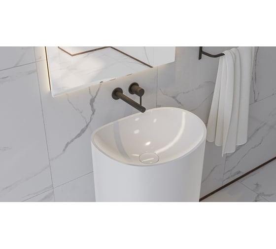 Умывальник WHITECROSS Stella 50x40 см, белый глянец, искусственный камень 0707.050040.100