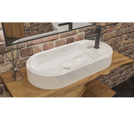 Умывальник WHITECROSS Malachite E 70x35 см, белый глянец, искусственный камень 0725.070035.100