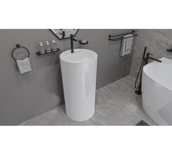 Умывальник WHITECROSS Pantheon D=43 см, белый глянец, искусственный камень 0708.043043.100