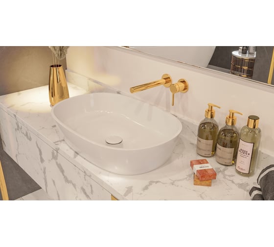 Умывальник WHITECROSS Opal 56x38 см, белый глянец, искусственный камень 0709.056038.100