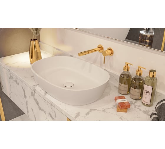 Умывальник WHITECROSS Opal 56x38 см, белый матовый, искусственный камень 0709.056038.200