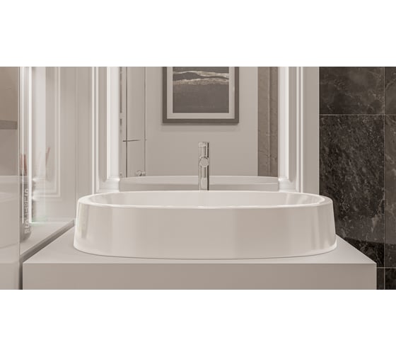Умывальник WHITECROSS Obsidian C 65x35 см, белый глянец, искусственный камень 0735.065035.100