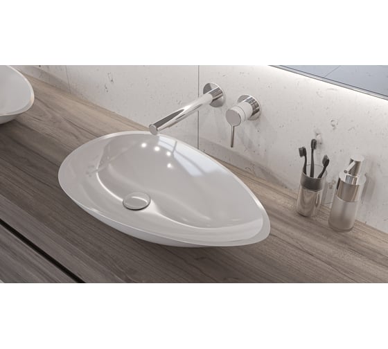 Умывальник WHITECROSS Sapphire 56x33 см, белый глянец, искусственный камень 0710.056033.100