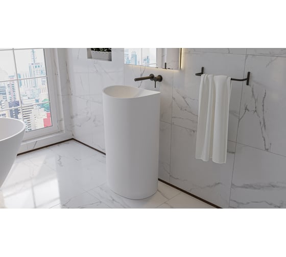 Умывальник WHITECROSS Stella 50x40 см, белый матовый, искусственный камень 0707.050040.200