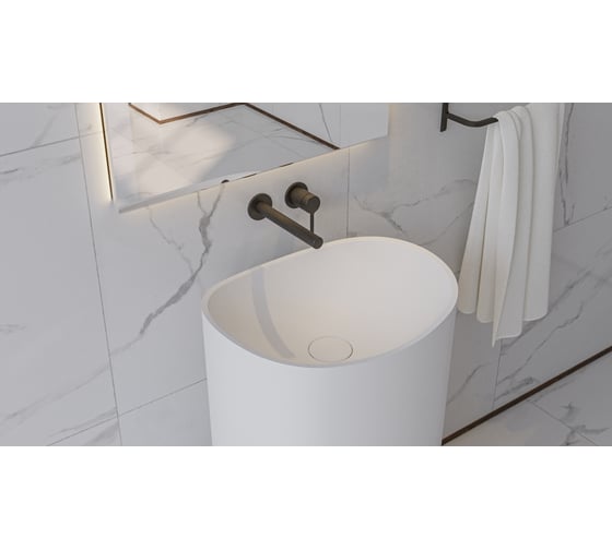 Умывальник WHITECROSS Stella 50x40 см, белый матовый, искусственный камень 0707.050040.200