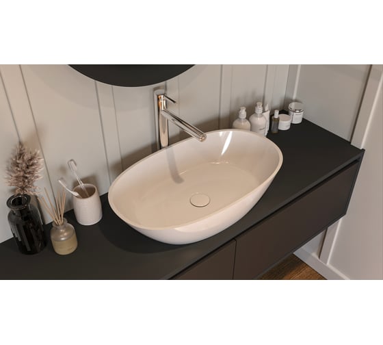 Умывальник WHITECROSS Amazon 60x35 см, белый глянец, искусственный камень 0712.060035.100