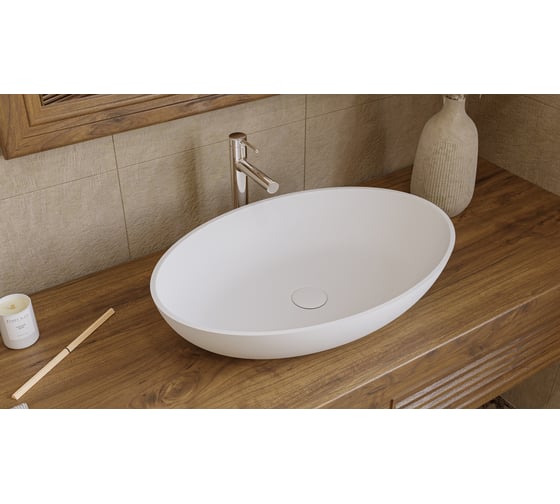 Умывальник WHITECROSS Citrine 60x40 см, белый матовый, искусственный камень 0717.060040.200