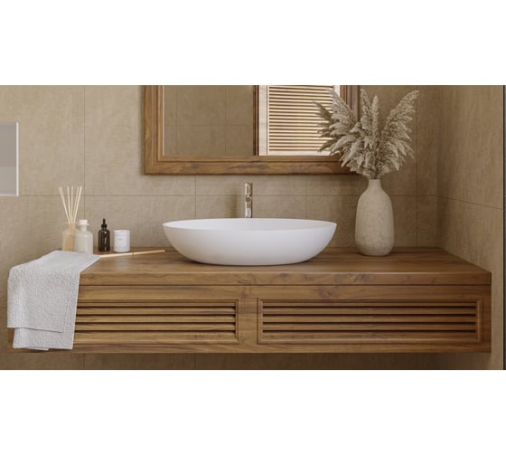 Умывальник WHITECROSS Citrine 60x40 см, белый матовый, искусственный камень 0717.060040.200