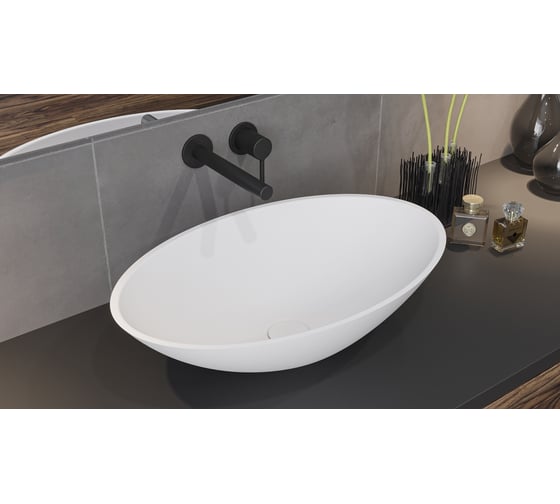 Умывальник WHITECROSS Aquamarine 56x35 см, белый матовый, искусственный камень 0715.056035.200