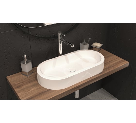 Умывальник WHITECROSS Malachite D 70x35 см, белый глянец, искусственный камень 0724.070035.100