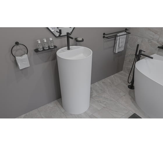 Умывальник WHITECROSS Pantheon D=43 см, белый матовый, искусственный камень 0708.043043.200