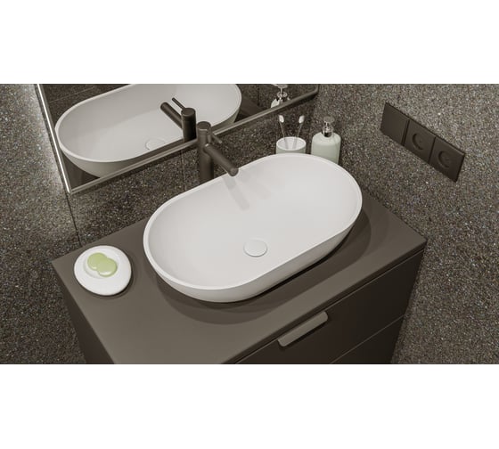Умывальник WHITECROSS Amber 60x35 см, белый матовый, искусственный камень 0716.060035.200