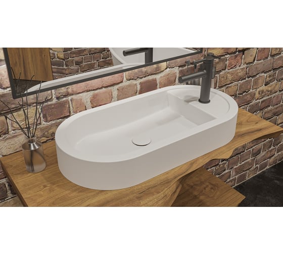 Умывальник WHITECROSS Malachite E 70x35 см, белый матовый, искусственный камень 0725.070035.200