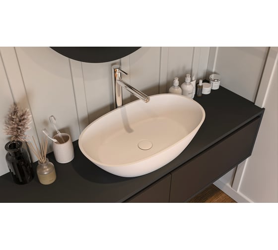 Умывальник WHITECROSS Amazon 60x35 см, белый матовый, искусственный камень 0712.060035.200