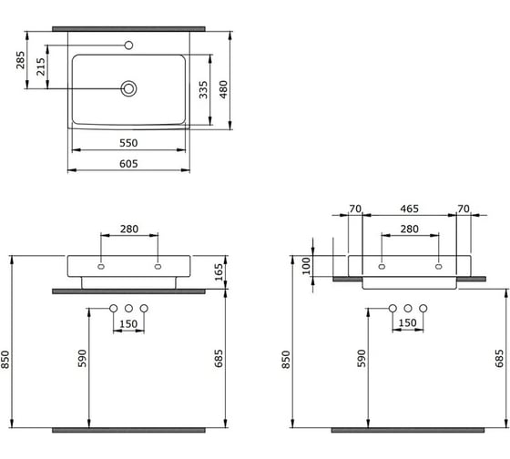 Раковина Berges Strati 60.5x48 см 182006