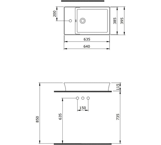 Накладная раковина Berges Ego sl 64x39.5 см, отверстие под смеситель сбоку 182013
