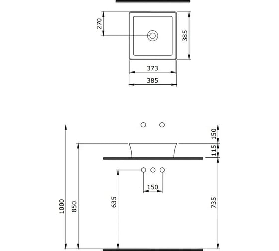Накладная раковина Berges Ego sl 38.5x38.5 см, без отверстия под смеситель 181010