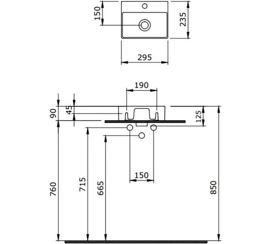 Накладная раковина Berges Small 29.5x23.5 см, с отверстием под смеситель 182012