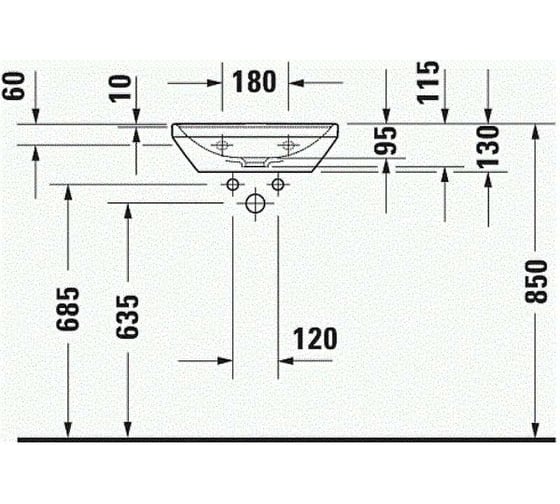 Раковина Duravit d-neo 450x335 мм, навесная 0738450041 00000090439