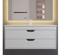Тумба с раковиной для ванной Uperwood Modul_100 см, подвесная, матовая, белая/графит 393020562