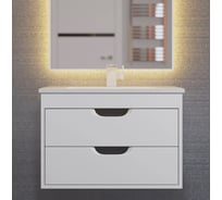 Тумба с раковиной для ванной Uperwood Modul_65 см, подвесная, матовая, белая/графит 3930205581