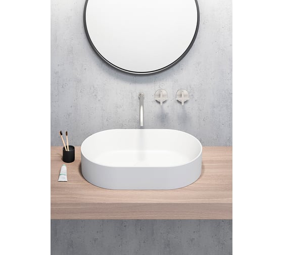 Накладная раковина GSI 60x37x13 без перелива, керамическая, белый матовый bianco matt  945809