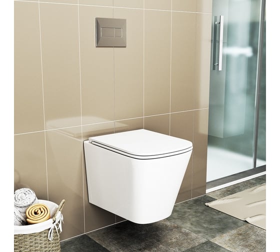 Подвесной унитаз Teymi Helmi S безободковый, сиденье микролифт T40302 ЦБ-00260331