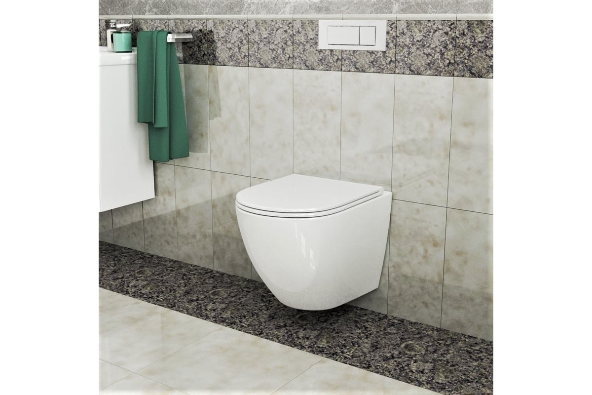 Подвесной унитаз Teymi Lina S безободковый, сиденье микролифт T40102 ЦБ ...
