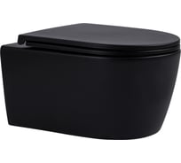 Подвесной безободковый унитаз AVIMANO с сиденьем микролифт AMBITION, цвет черный матовый 1000052
