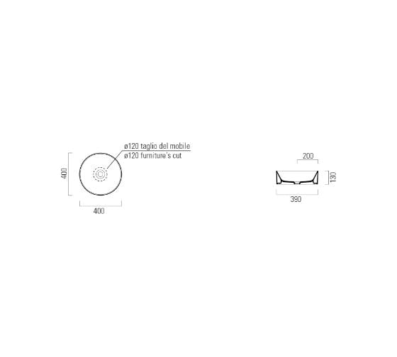 Накладная раковина GSI KUBE X d 40x13 керамическая белый bianco glossy  942611