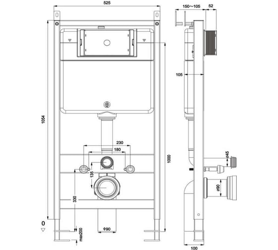 Инсталляция серия FA, белая кнопка flushmatic SM-FA-W