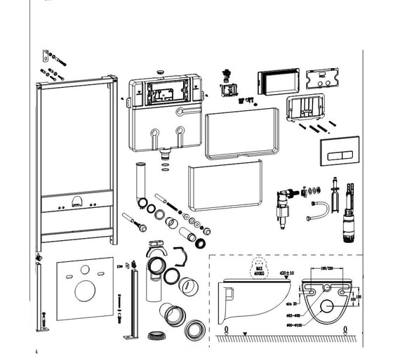Инсталляция, черная кнопка flushmatic серия FM SM-FM-2B