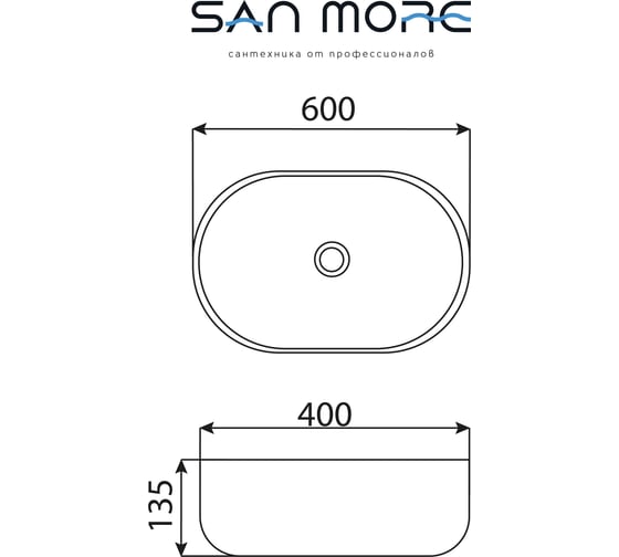 Накладная раковина на столешницу San More Aelia из фарфора, белая SMS971904